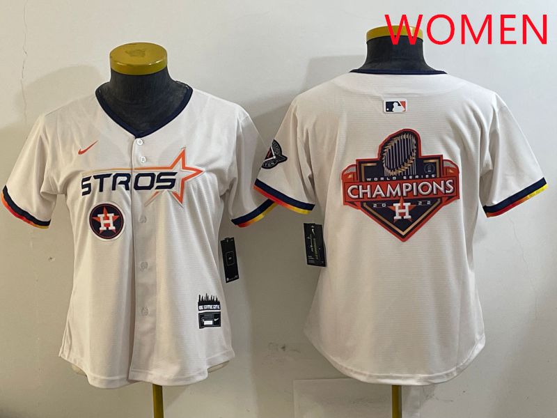 Women Houston Astros Blank Cream Three generations Joint Name 2025 Nike MLB Jersey style 41024->women mlb jersey->Women Jersey